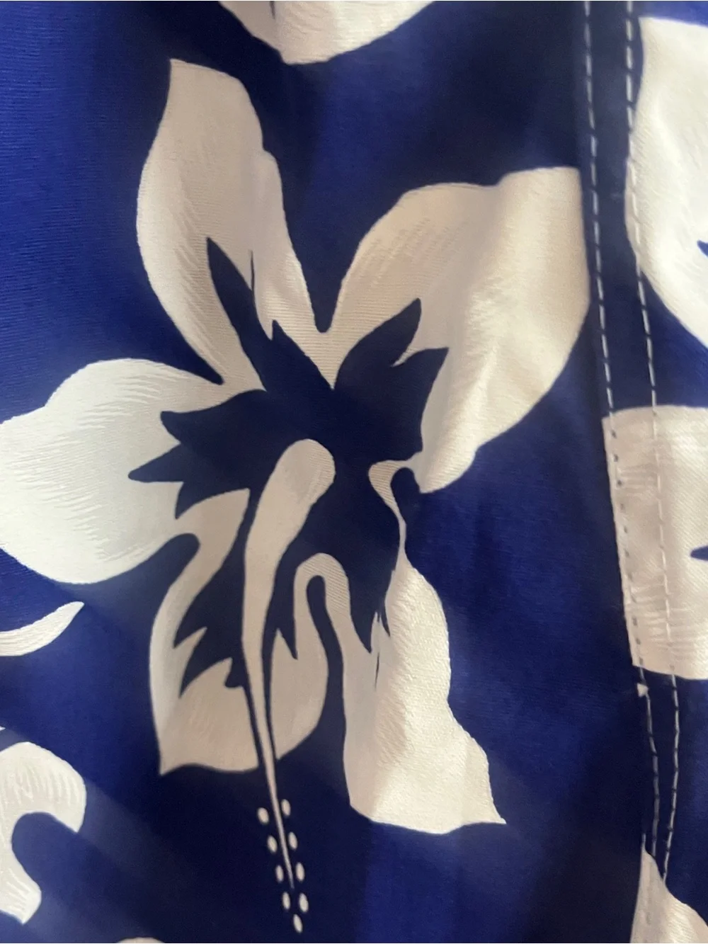NWT Bali Unisex Hawaiian Floral Shorts Side Pocket Blue & White Cotton Blend Med
